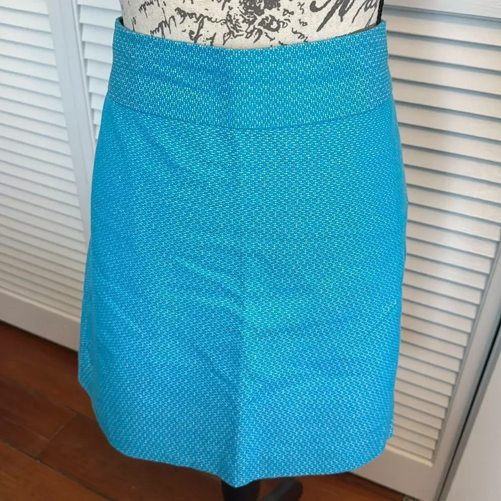 *Banana Republic* Sz 10 Lined Linen/Cotton Blend Tweed Turquoise Pencil Skirt